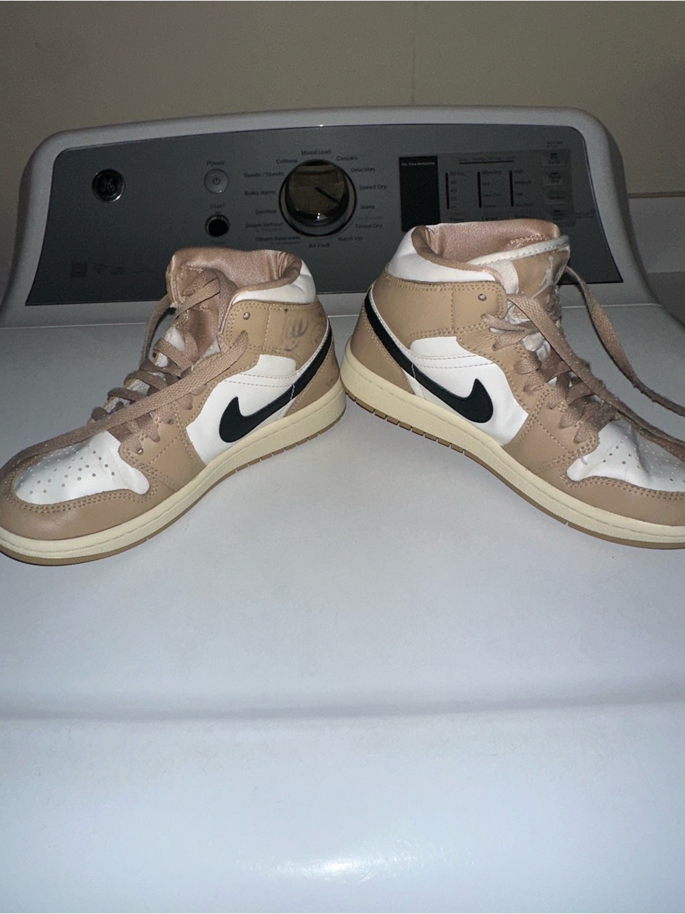 Nike Air Jordan 1 Mid Beige, White & Black High Tops